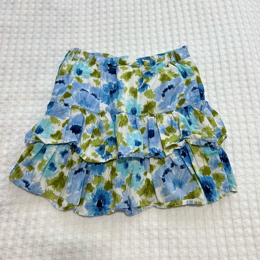 Gymboree Girls Size 12 Malibu Cowgirl Blue White Green Floral Ruffle Skort - Picture 3 of 7